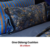 PIP Studio Tutti i Fiori Dark Blue Cotton Cover Oblong Cushion 35cm x 60cm - Front View