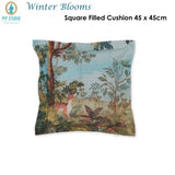 PIP Studio Winter Blooms Multi Cotton Cover Square Cushion - Front View