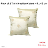 Accessorize Set of 2 Tiarni Embroidery Faux Silk Square Cushion Covers - Front View