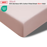 Accessorize 400TC Blush Bamboo Cotton Fitted Sheet 40cm Wall Double - Front View