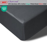 Accessorize 400TC Charcoal Bamboo Cotton Mega / Super Fitted Sheet 50cm Wall Queen - Front View