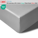 Accessorize 400TC Grey Bamboo Cotton Mega / Super Fitted Sheet 50cm Wall Queen - Front View