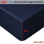 Accessorize Navy Bamboo Cotton Mega Fitted Sheet 50cm Wall King