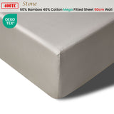 Accessorize 400TC Stone Bamboo Cotton Mega / Super Fitted Sheet 50cm Wall King - Front View