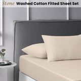 Accessorize Stone Washed Cotton Fitted Sheet Set King - Front View