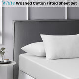 Accessorize White Washed Cotton Fitted Sheet Set Super King - Front View
