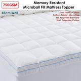 Cloudland 750GSM Memory Resistant Microball Fill Mattress Topper King Single - Front View