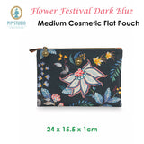 PIP Studio Flower Festival Dark Blue Medium Cosmetic Flat Pouch - Front View