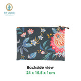 PIP Studio Flower Festival Dark Blue Medium Cosmetic Flat Pouch - Side View