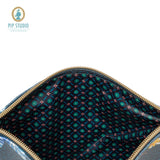 PIP Studio Flower Festival Dark Blue Medium Cosmetic Flat Pouch - Top-Down View