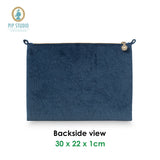 PIP Studio Velvet Quilted Dark Blue Large Cosmetic Flat Pouch - Side View