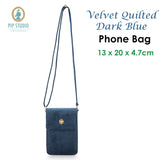 PIP Studio Velvet Quilted Dark Blue Phone Bag - Front View