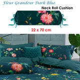 PIP Studio Fleur Grandeur Dark Blue Neck Roll Cushion - Front View