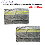 Pair of Microfiber Polyester Ali Neon Grey/Green Standard Pillowcases by Home Innovations - Front View