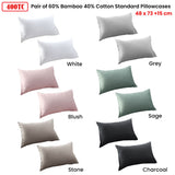 Accessorize Blush 400TC Bamboo Cotton Pair of Standard Pillowcases 48 x 73 + 15cm - Side View
