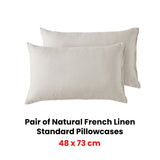 Vintage Design Homewares Pair of Natural French Linen Standard Pillowcases - Front View