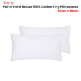 Accessorize Pair of White Hotel Deluxe Cotton King Pillowcases 50cm x 90cm - Front View