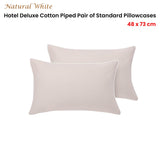 Accessorize Pair of  White/Natural Piped Hotel Deluxe Cotton Standard Pillowcases - Front View