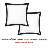 Accessorize Pair of White/Black Tailored Hotel Deluxe Cotton European Pillowcases - Front View