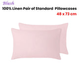 Vintage Design Homewares 100% Linen Pair of Standard Pillowcases Blush 48 x 73 cm - Front View
