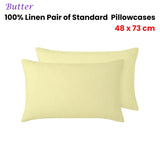 Vintage Design Homewares 100% Linen Pair of Standard Pillowcases Butter 48 x 73 cm - Front View