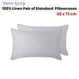Vintage Design Homewares 100% Linen Pair of Standard Pillowcases Dove Grey 48 x 73 cm - Front View