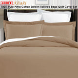 Grand Aterlier Pima Cotton Khaki Quilt Cover Set King - Front View