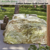 Bedding House Arcadia Green Cotton Sateen Quilt Cover Set King - Front View