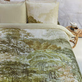 Bedding House Arcadia Green Cotton Sateen Quilt Cover Set Queen - Top-Down View