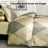 Big Sleep Argyles Beige Quilt Cover Set Single - Front View