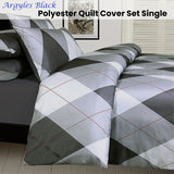 Big Sleep Argyles Black Quilt Cover Set Single - Front View