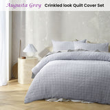 Accessorize Augusta Grey Ruched Quilt Cover Set Double - Front View