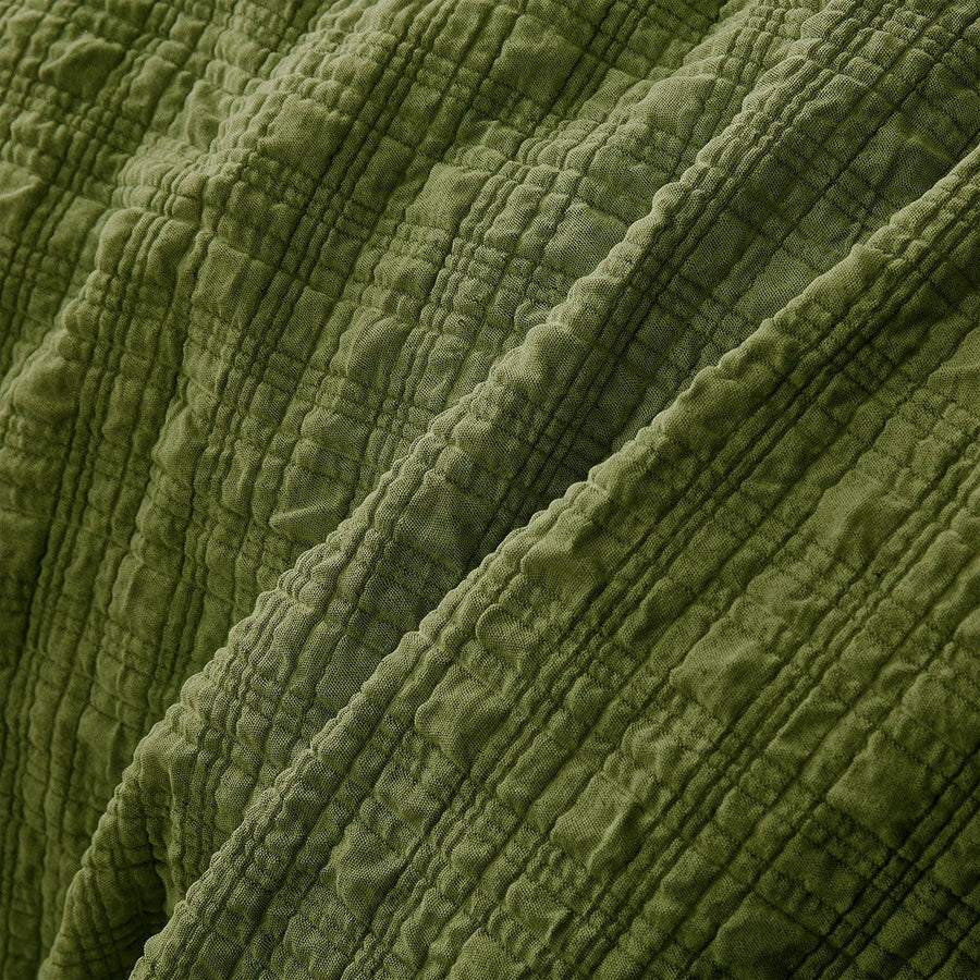 Accessorize Augusta Olive Crinkled Look Quilt Cover Set King