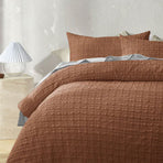Accessorize Augusta Terracotta Crinkled Look Quilt Cover Set Queen