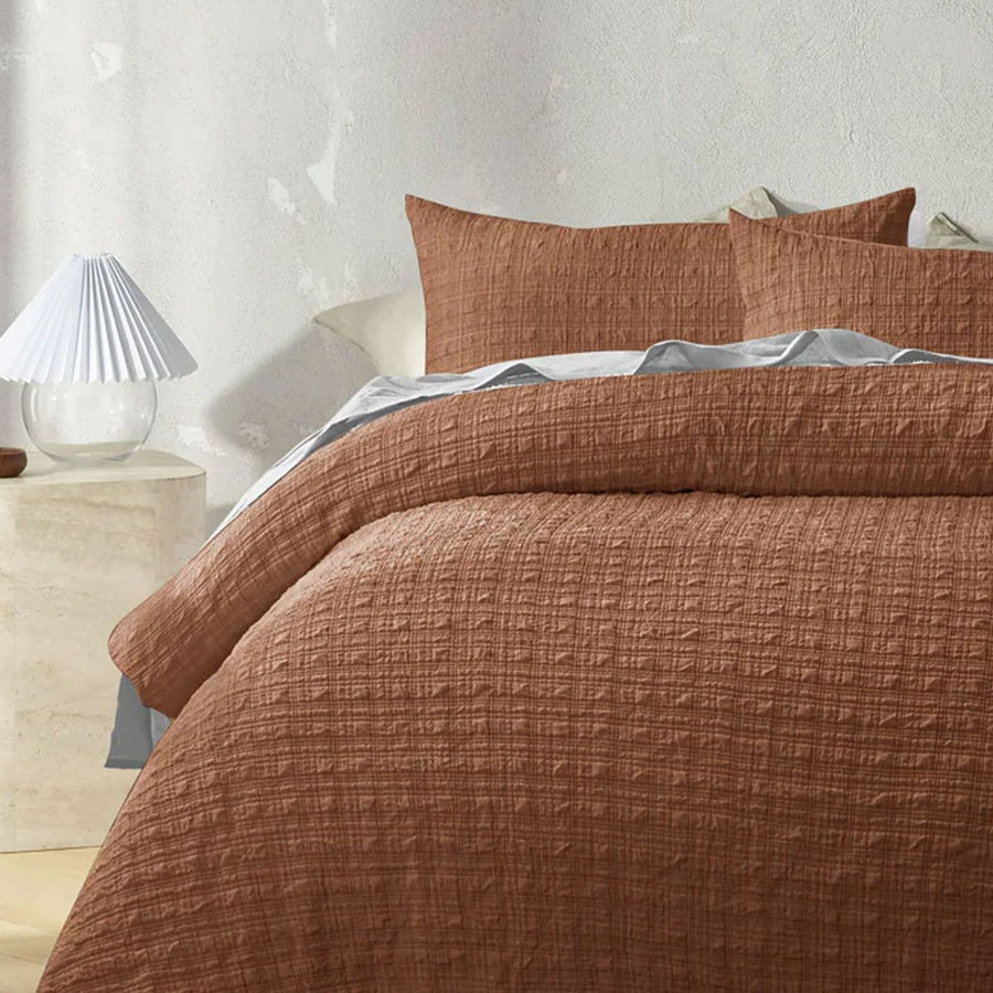 Accessorize Augusta Terracotta Crinkled Look Quilt Cover Set Queen