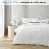 Accessorize Augusta White Ruched Quilt Cover Set Queen - Front View