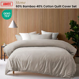 Accessorize Stone 400TC Stone Bamboo Cotton Double Stitched Quilt Cover Set Double - Front View