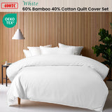 Accessorize White 400TC White Bamboo Cotton Double Stitched Quilt Cover Set King - Front View