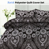 Big Sleep Batik Black Quilt Cover Set Double - Front View