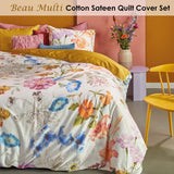 Bedding House Beau Multi Cotton Sateen Quilt Cover Set King - Front View