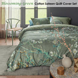Bedding House Blossoming Green Cotton Sateen Quilt Cover Set King - Front View