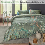 Bedding House Blossoming Green Cotton Sateen Quilt Cover Set Queen - Front View
