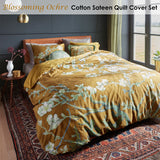 Bedding House Blossoming Ochre Cotton Sateen Quilt Cover Set Queen - Front View