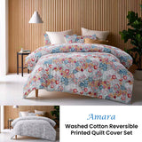 Accessorize Amara Washed Cotton Printed Reversible Quilt Cover Set Queen - Front View