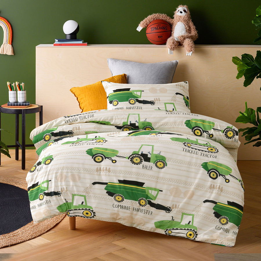 Happy Kids Country Harvest Washed Quilt Cover Set Single