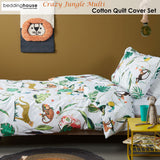 Bedding House Crazy Jungle Multi Cotton Quilt Cover Set Single - Front View