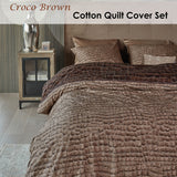 Riviera Maison Croco Brown Cotton Quilt Cover Set Queen - Front View