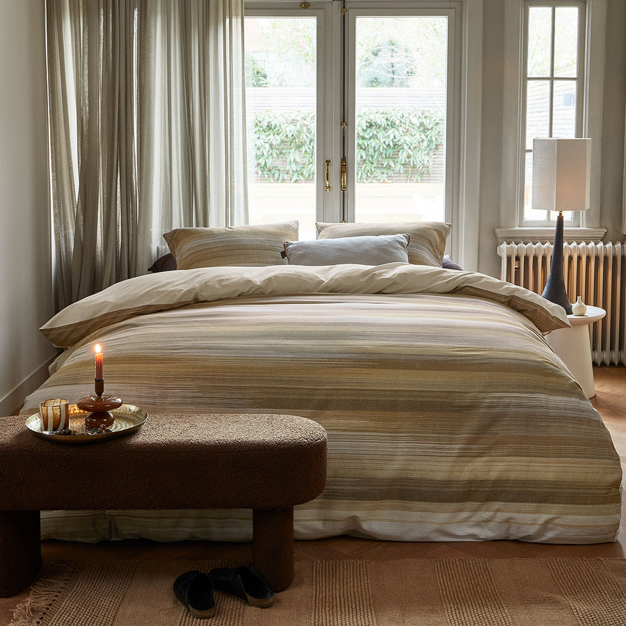 Bedding House Elie Natural Cotton Sateen Quilt Cover Set Queen