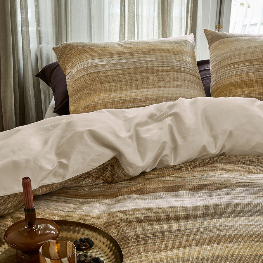 Bedding House Elie Natural Cotton Sateen Quilt Cover Set Queen