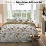 Bedding House Elizabeth White Cotton Sateen Quilt Cover Set King - Front View